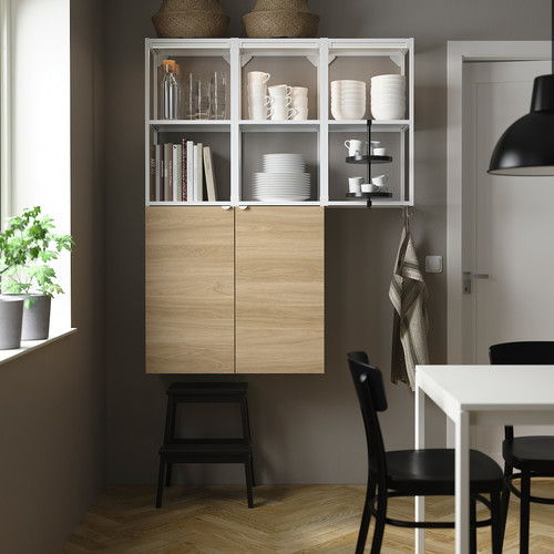 ENHET Wall storage combination, white, oak effect, 120x30x150 cm