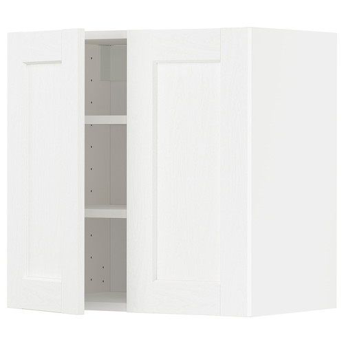 METOD Wall cabinet with shelves/2 doors, white Enköping/white wood effect, 60x60 cm