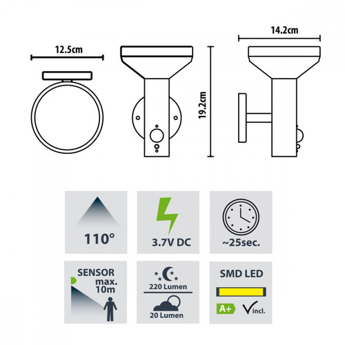 MacLean Solar LED Lamp Motion Sensor IP44 MCE455 B