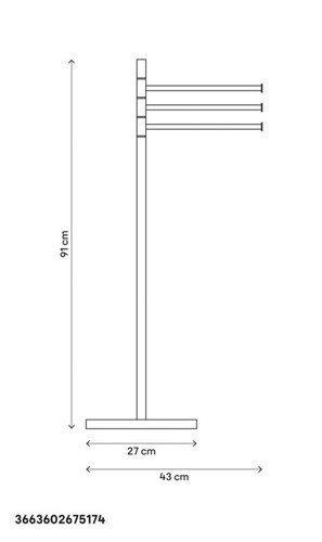 GoodHome Triple Towel Rail Stand Ormara