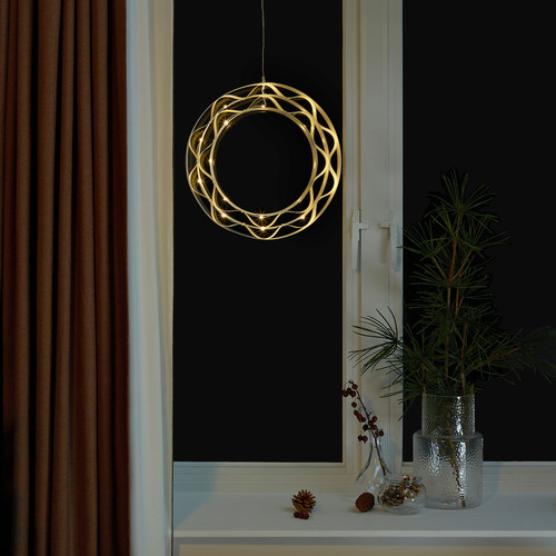 STRÅLA LED pendant lamp, battery-operated/ring shaped white, 37 cm