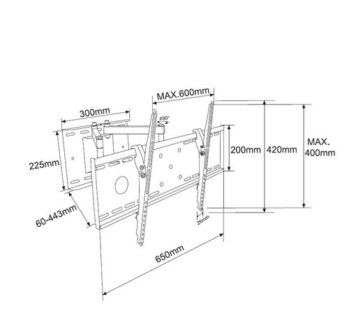 TB TV Holder 32-70" 55kg VESA 600x400