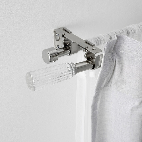 SOLDVÄRGMAL Double curtain rod set, silver-colour, 120-210 cm 19 mm