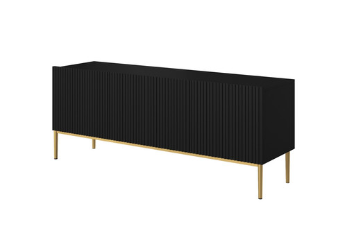 TV Cabinet Nicole 150 cm, matt black/gold legs