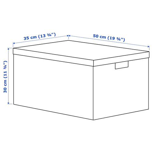 TJENA Storage box with lid, white, 35x50x30 cm