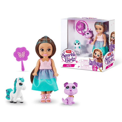 ZURU Sparkle Girlz Doll Princess 4.7' with Pet 3+