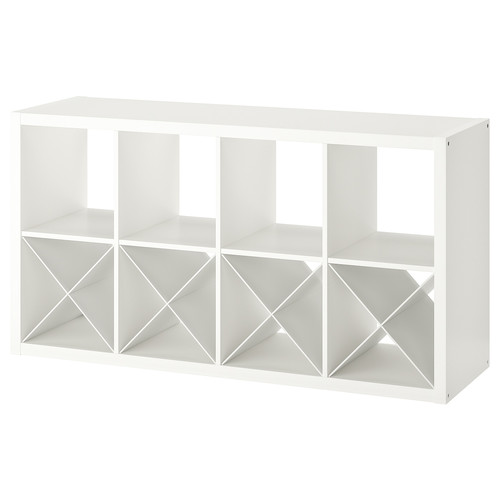 KALLAX Shelving unit with 4 inserts, white, 77x147 cm