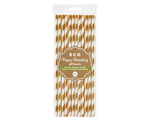 Paper Straws 24pcs, gold