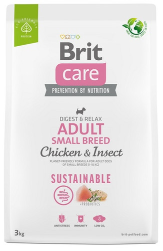 Brit Care Sustainable Adult Small Breed Chicken & Insect Dog Dry Food 3kg