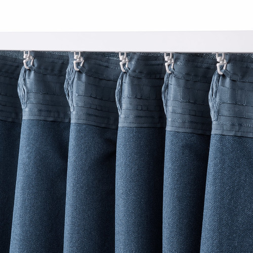 LÖNNSTÄVMAL Block-out curtains, 1 pair, blue, 145x300 cm