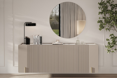 Wall-Mounted Cabinet Malmi 200 cm, cashmere, crema bianca, gold