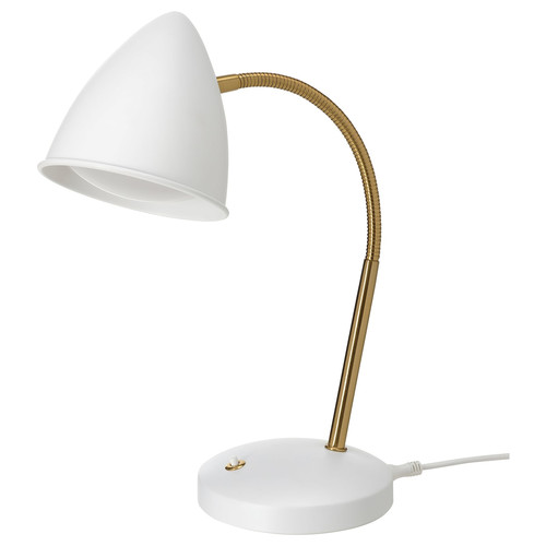 ISNÅLEN LED work lamp, white/brass-colour