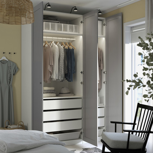 PAX / GULLABERG Wardrobe combination, white/grey, 150x60x236 cm