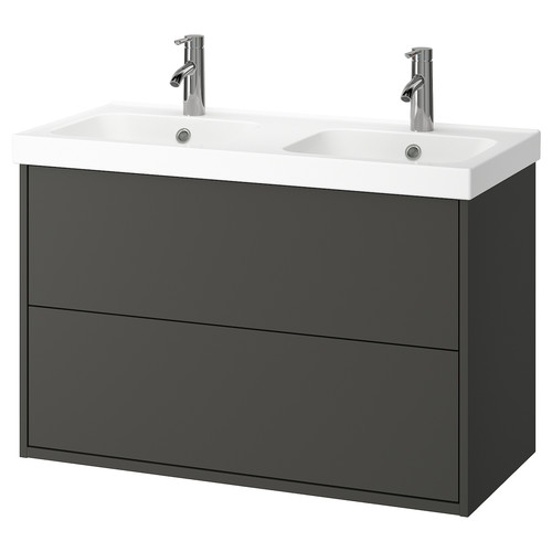 HAVBÄCK / ORRSJÖN Wash-stnd w drawers/wash-basin/taps, dark grey, 102x49x69 cm