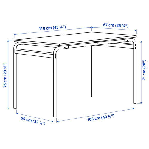 GRÅSALA Table, grey/grey, 110x67x75 cm