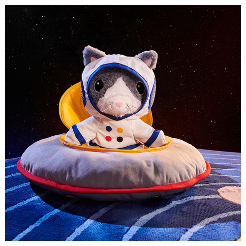 AFTONSPARV Soft toy with astronaut suit, cat, 28 cm