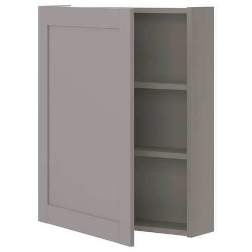 ENHET Wall cb w 2 shlvs/door, grey/grey frame, 60x17x75 cm