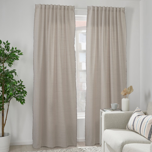 VÄXELBRUK Room darkening curtains, 1 pair, grey, 140x300 cm