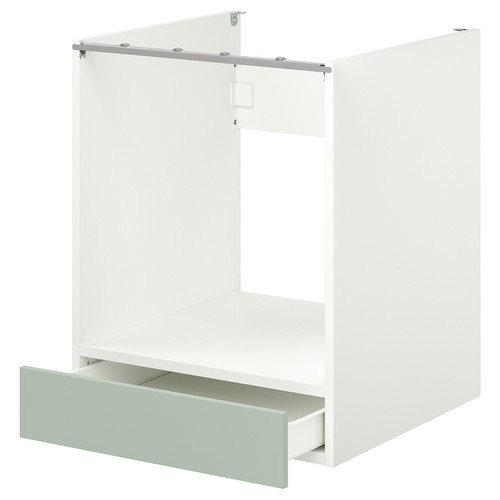 ENHET Base cabinet for oven with drawer, white/pale grey-green, 60x62x75 cm