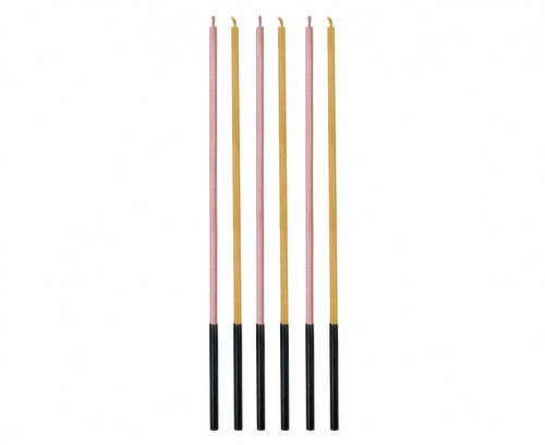 Candles Metallic 6pcs, rose/gold