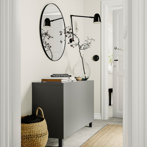 BESTÅ Storage combination with doors, dark grey/Lappviken/Stubbarp dark grey, 120x42x74 cm