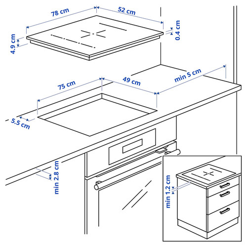 BLIXTSNABB Induction hob, black IKEA 700 black, 78 cm