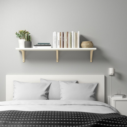 BERGSHULT / SANDSHULT Wall shelf, white, aspen, 120x30 cm