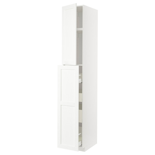 METOD / MAXIMERA Hc w p-o func 1dr/4drw, white Enköping/white wood effect, 40x60x240 cm