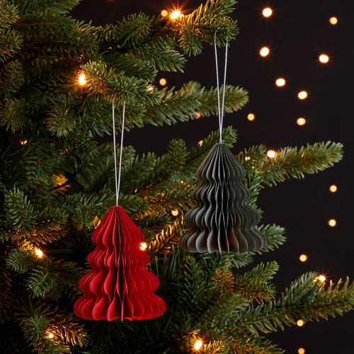 Christmas Hanging Decoration Paper 2pcs, red, grey