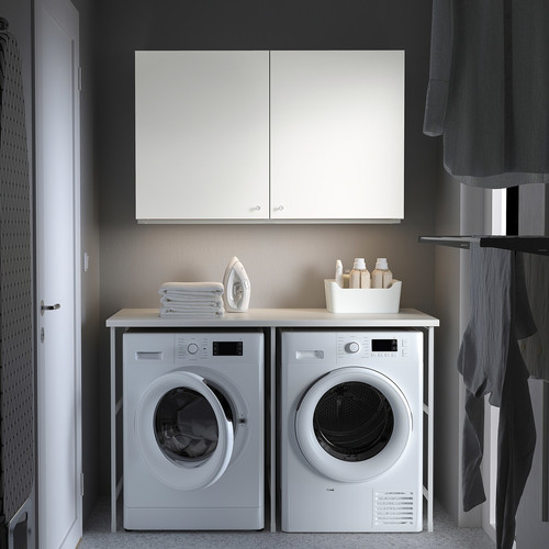 ENHET Storage combination for laundry, white, 139x63.5x85.5 cm