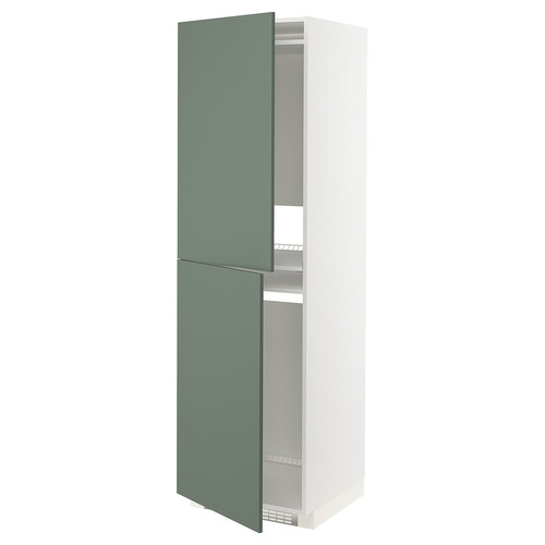 METOD High cabinet for fridge/freezer, white/Bodarp grey-green, 60x60x200 cm