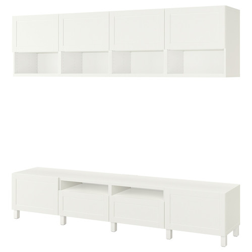 BESTÅ TV storage combination, white/Hanviken/Stubbarp white, 240x42x230 cm