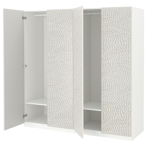 PAX / MISTUDDEN Wardrobe combination, white/grey patterned, 200x60x201 cm