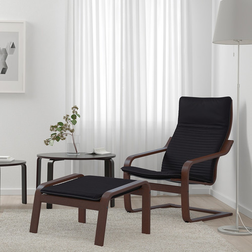 POÄNG Armchair and footstool, brown/Knisa black