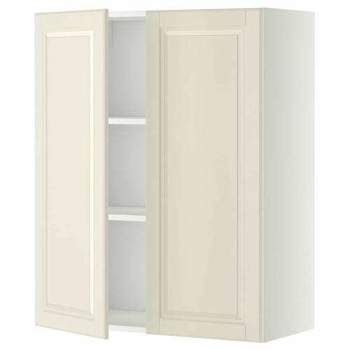 METOD Wall cabinet with shelves/2 doors, white/Bodbyn off-white, 80x100 cm