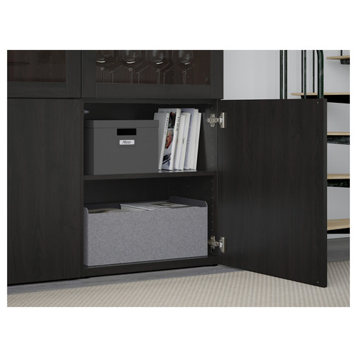 BESTÅ Storage combination w/glass doors, Lappviken, Sindvik black-brown, clear glass, 120x40x192 cm