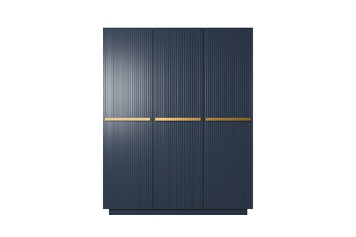 Wardrobe Nicole 150 cm, dark blue, gold handles