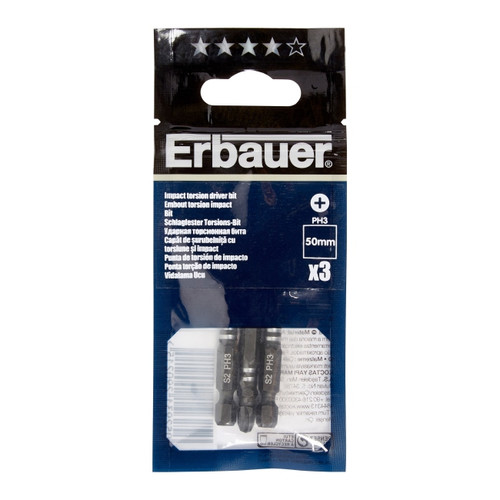 Erbauer Impact Bits 50 mm PH3, 3 pack