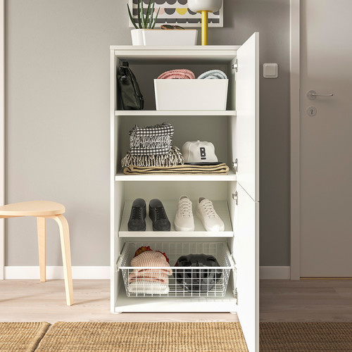 PLATSA Storage combination with doors, white/Fonnes white, 60x57x123 cm