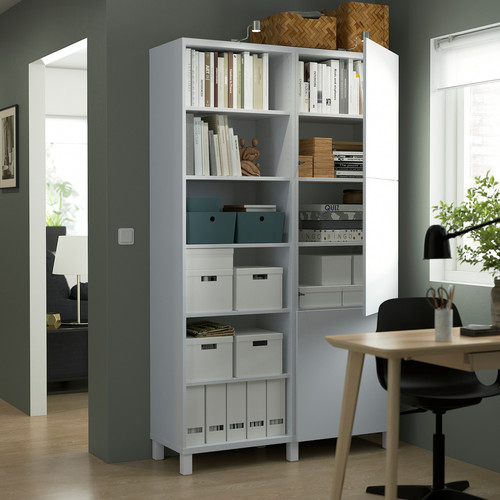 BESTÅ Storage combination with doors, white, Lappviken/Stubbarp white, 120x42x202 cm