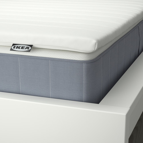 VESTERÖY Mattress and mattress pad, medium firm light blue/Näsfjället white, Standard King