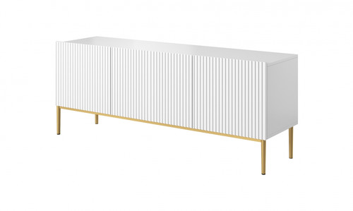 TV Cabinet Nicole 150 cm, matt white/gold legs