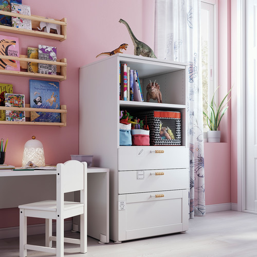 SMÅSTAD / PLATSA Bookcase, white with frame, with 2 drawers, 60x55x123 cm