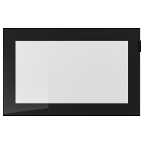 GLASSVIK Glass door, black, clear glass, 60x38 cm