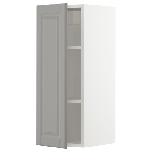 METOD Wall cabinet with shelves, white/Bodbyn grey, 30x80 cm