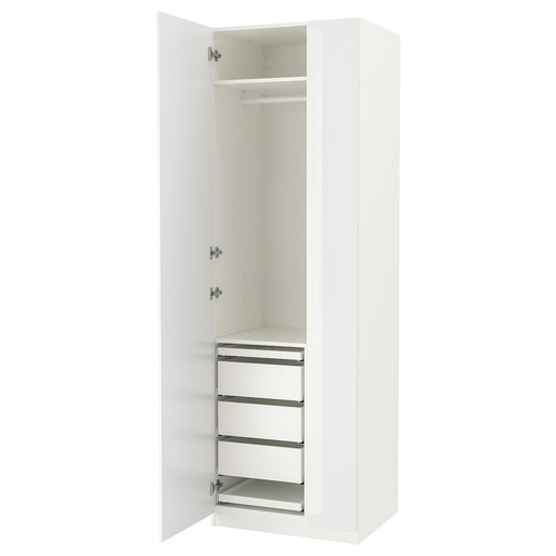 PAX / FARDAL Wardrobe combination, high-gloss/white, 75x60x236 cm