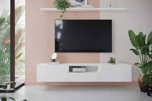 Wall-Mounted TV Cabinet Scalia, matt white