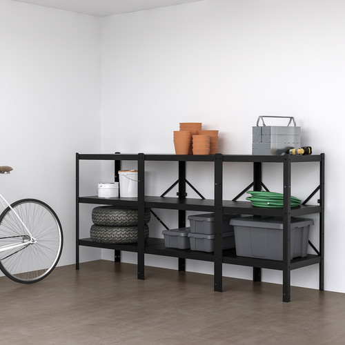 BROR Shelving unit, black, 234x55x110 cm