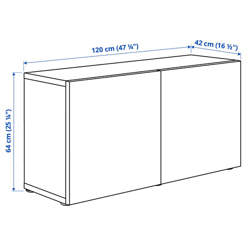 BESTÅ Wall-mounted cabinet combination, white/Selsviken high-gloss, 120x42x64 cm