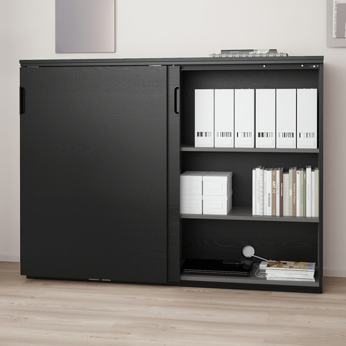 GALANT Cabinet with sliding doors, black stained ash veneer, 160x120 cm